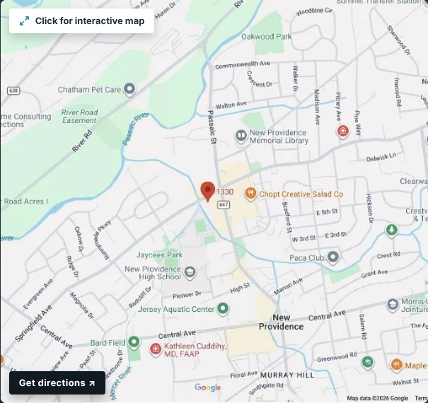 Map showing Summit Express Limo at 1330 Springfield Ave., New Providence, NJ